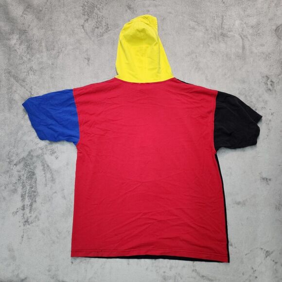 VTG Mickey Mouse Men's Multi Color Block Short Sleeve Hooded Shirt Size L / XL - Picture 5 of 15